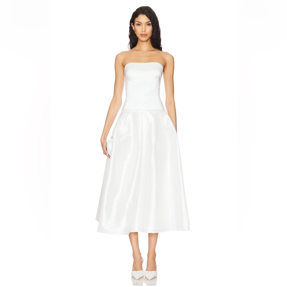 Cambria Strapless Dress in White - More to Come (Revolve)